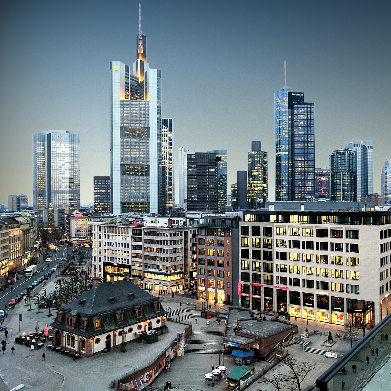 Frankfurt City, Hochhäuser, Himmel